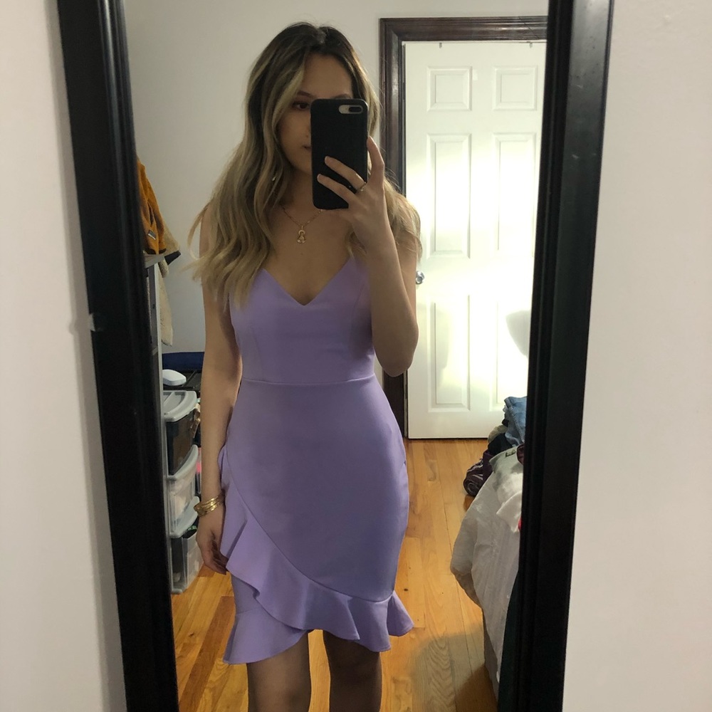 Textured ruffle trim cami dress